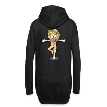 Yoga Yogi Löwe Meditation Entspannung Katze - Hoodie-Kleid - Schwarz - Hinten