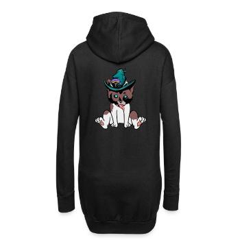freche Katze Zauberer Magie Fantasy zaubern Kind - Hoodie-Kleid - Schwarz - Hinten