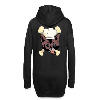 Katzen Küche Knochen Fleisch Katzenhalter Miau - Hoodie-Kleid - Schwarz - Hinten