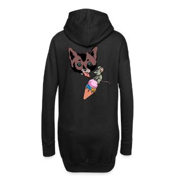Été Chat Souris Glace Snacking Lick Enfant - Sweat-shirt à capuche long Femme - noir - Dos