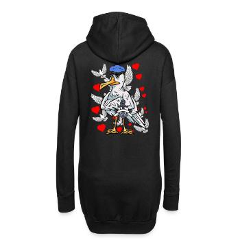 Mouette marin romantique amour coeurs romantique coeur - Sweat-shirt à capuche long Femme - noir - Dos