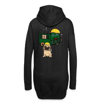 Mops Bauherr Hausbau bauen Bauwagen Hammer - Hoodie-Kleid - Schwarz - Hinten