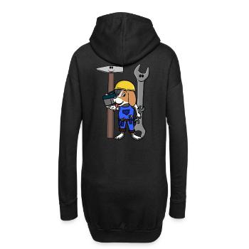Chantier de construction Artisan Chien Outil Casque de sécurité Travail - Sweat-shirt à capuche long Femme - noir - Dos
