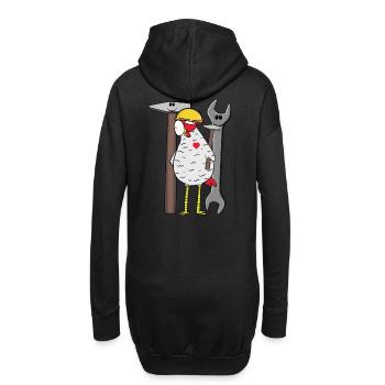 Baustelle Huhn Werkzeug Schutzhelm Bauherr Bauen - Hoodie-Kleid - Schwarz - Hinten