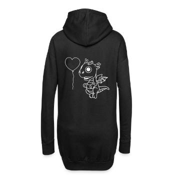 Baby Herz Luftballon Drachen Fabeltiere Fantasy - Hoodie-Kleid - Schwarz - Hinten