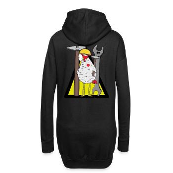 Chantier de construction Poulet Casque de sécurité Outil Constructeur Marteau - Sweat-shirt à capuche long Femme - noir - Dos