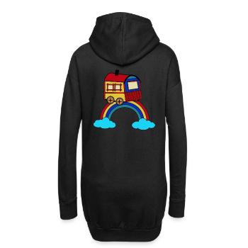himmlisch wohnen Bauwagen Regenbogen Hippie - Hoodie-Kleid - Schwarz - Hinten