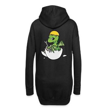 Dino Handwerker Eierschale Werkzeug Kfz Werkstatt - Hoodie-Kleid - Schwarz - Hinten