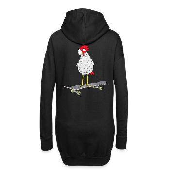 Skateboard Huhn Skaten Skater Jugendliche Skaten - Hoodie-Kleid - Schwarz - Hinten