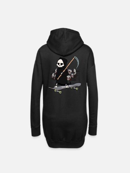 Skateboard Sensenmann Feierabend Ende Horror Tod - Hoodie-Kleid - Schwarz