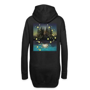 Nacht Himmel Natur Wildnis Bäume Gebirge Finnland - Hoodie-Kleid - Schwarz - Hinten
