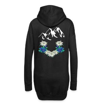 Autriche Suisse Montagnes Montagnes Gentiane Edelweiss - Sweat-shirt à capuche long Femme - noir - Dos