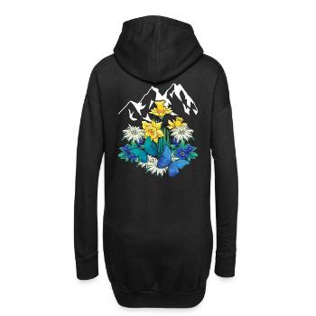 Autriche Tyrol printemps Nature Alm Gentiane Fleurs - Sweat-shirt à capuche long Femme - noir - Dos