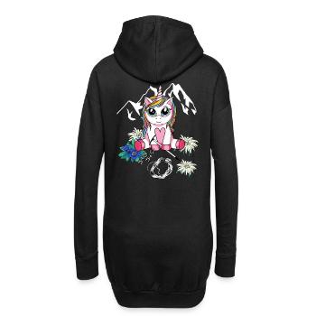 Alpen Einhorn Bergsteiger Bergsport Kind abseilen - Hoodie-Kleid - Schwarz - Hinten