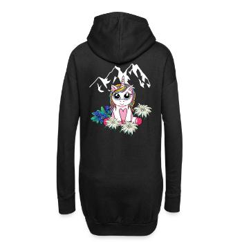 Alpes Licorne Enfants Tyrol Montagnes Sommets Fleurs - Sweat-shirt à capuche long Femme - noir - Dos