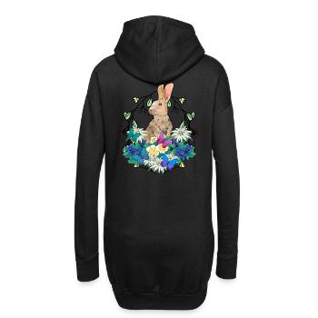 Début du printemps Lapin de Pâques Joyeuses Pâques Nature - Sweat-shirt à capuche long Femme - noir - Dos