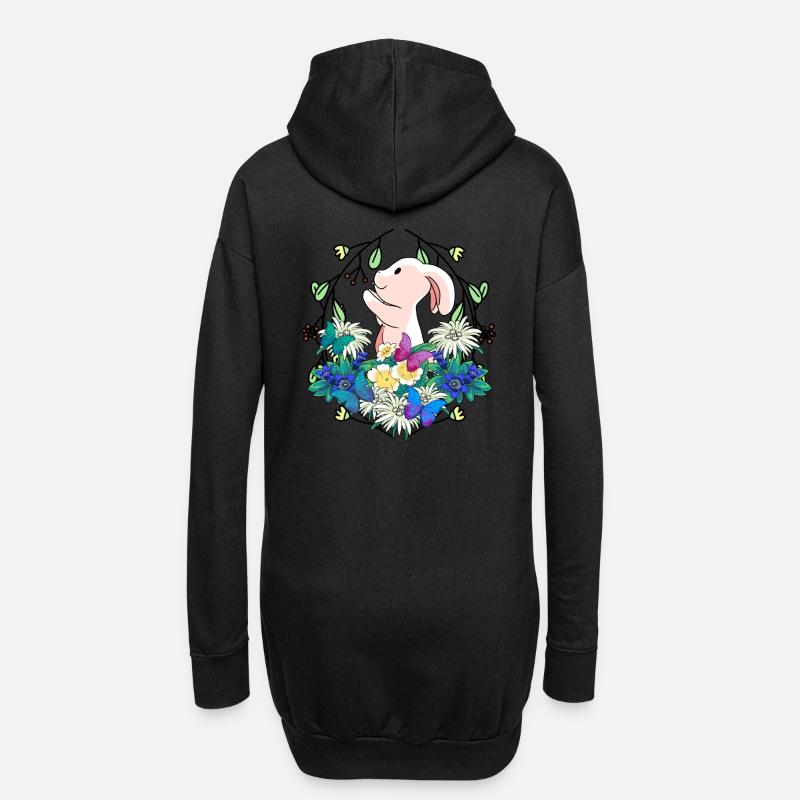 Début du printemps Lapin de Pâques Nature - Sweat-shirt à capuche long Femme - noir