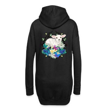 Début du printemps Agneau Moutons Joyeuses Pâques Nature - Sweat-shirt à capuche long Femme - noir - Dos
