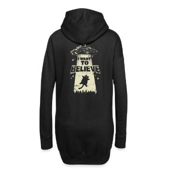 Je veux croire - Un chat est kidnappé par un OVNI - Sweat-shirt à capuche long Femme - noir - Dos