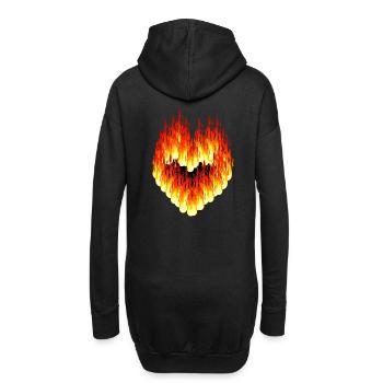 Valentin Valentin Herz Feuer Flamme heiße Liebe - Hoodie-Kleid - Schwarz - Hinten