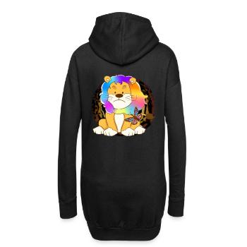 Wild Löwe Tiger Zootiere Kinder Kind Baby Safari - Hoodie-Kleid - Schwarz - Hinten