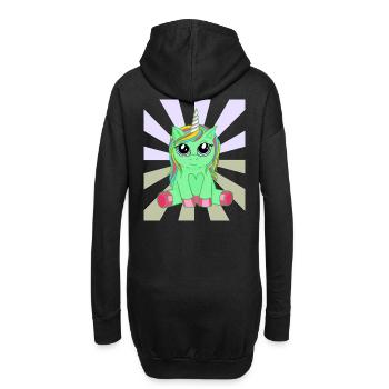 Strahlen Horn Öko Einhorn Natur Umwelt Kind Bio - Hoodie-Kleid - Schwarz - Hinten