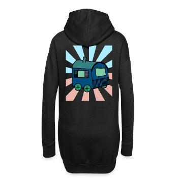 Weihnachtsgeschenk Bauwagen Hütte Haus Xmas - Hoodie-Kleid - Schwarz - Hinten
