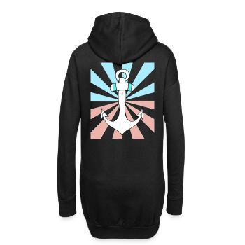 Cadeau de Noël Ancre Marin Maritime Ahoy - Sweat-shirt à capuche long Femme - noir - Dos