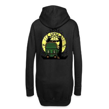 Bauwagen Vollmond Natur Naturliebhaber Baum - Hoodie-Kleid - Schwarz - Hinten