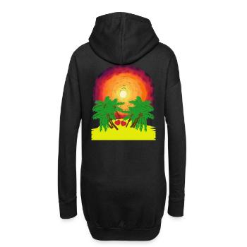 Romantisch Insel Palmen Sonnenschein Karibik Herz - Hoodie-Kleid - Schwarz - Hinten