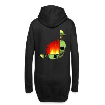 Totenkopf Klimawandel Feuer Flamme Inferno Erde - Hoodie-Kleid - Schwarz - Hinten