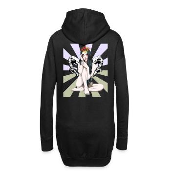 Mystique Fantaisie Fille Cornes Occulte Spirituel - Sweat-shirt à capuche long Femme - noir - Dos