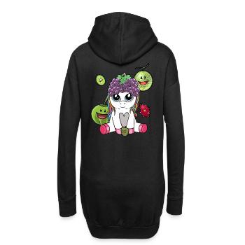 Sommerzeit Einhorn exotisch Obst Früchte Vitamine - Hoodie-Kleid - Schwarz - Hinten