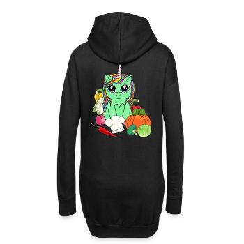 Bio Öko Einhorn Vitamine Gemüse Küche Vegetarisch - Hoodie-Kleid - Schwarz - Hinten