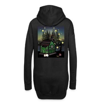 Hütte Natur Nacht Sternenhimmel Hund Wald - Hoodie-Kleid - Schwarz - Hinten