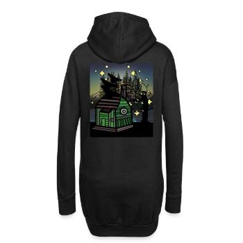 Hütte Wald Raben Waldbewohner wohnen Bauwagen - Hoodie-Kleid - Schwarz - Hinten