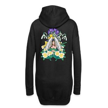 Fleurs printanières Ange Flore céleste Jardin - Sweat-shirt à capuche long Femme - noir - Dos
