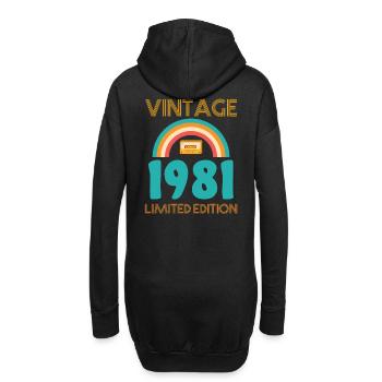 T-shirt né en 1981 - Sweat-shirt à capuche long Femme - noir - Dos