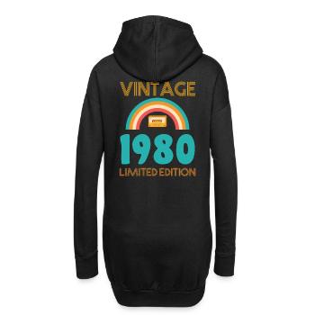 Rétro Classique 1980 - Sweat-shirt à capuche long Femme - noir - Dos