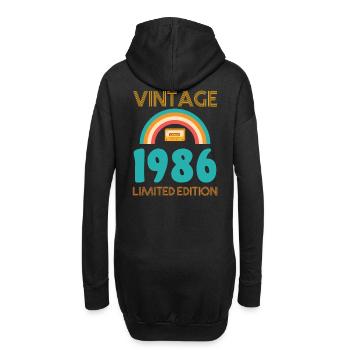 Rétro Classique 1986 - Sweat-shirt à capuche long Femme - noir - Dos