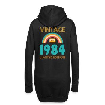 Rétro Classique 1984 - Sweat-shirt à capuche long Femme - noir - Dos