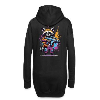 Waschbär mit Laserpistole - Hoodie-Kleid - Schwarz - Hinten