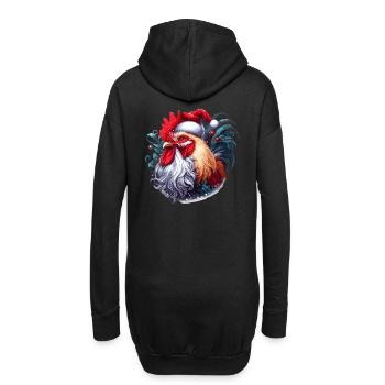 Christmas Rooster with Santa Hat Design for Farmers Christmas - Hoodie Dress - black - Back