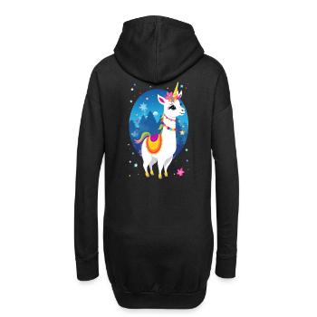 Lama Einhorn - Hoodie-Kleid - Schwarz - Hinten