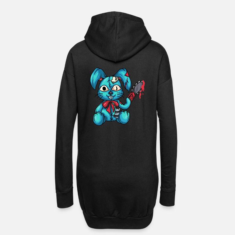 Hasen Dämon Gothic Kawaii - Hoodie-Kleid - Schwarz