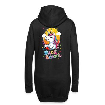 Unicorn Einhorn zurück zur Schule - Hoodie-Kleid - Schwarz - Hinten