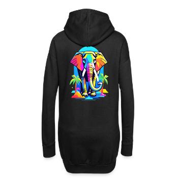 Éléphant coloré dans la conception de l’arc-en-ciel de la jungle - Sweat-shirt à capuche long Femme - noir - Dos