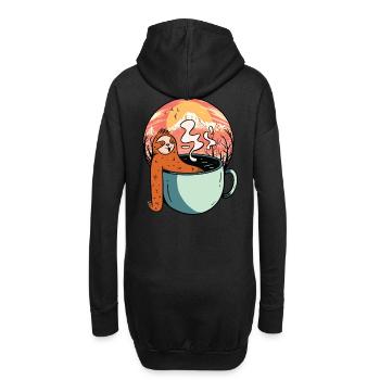 Faultier Entspannung Tee Kaffee Pause Urlaubsreif - Hoodie-Kleid - Schwarz - Hinten