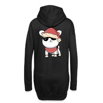 Xmas Katze Kitten Nikolaus1 Weihnachtsmann Miau - Hoodie-Kleid - Schwarz - Hinten