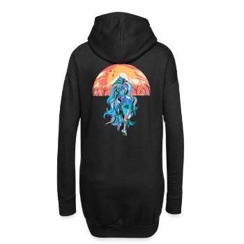 Wildnis Fantasy Wildpferd Pferde Pony Hengst bunt - Hoodie-Kleid - Schwarz - Hinten
